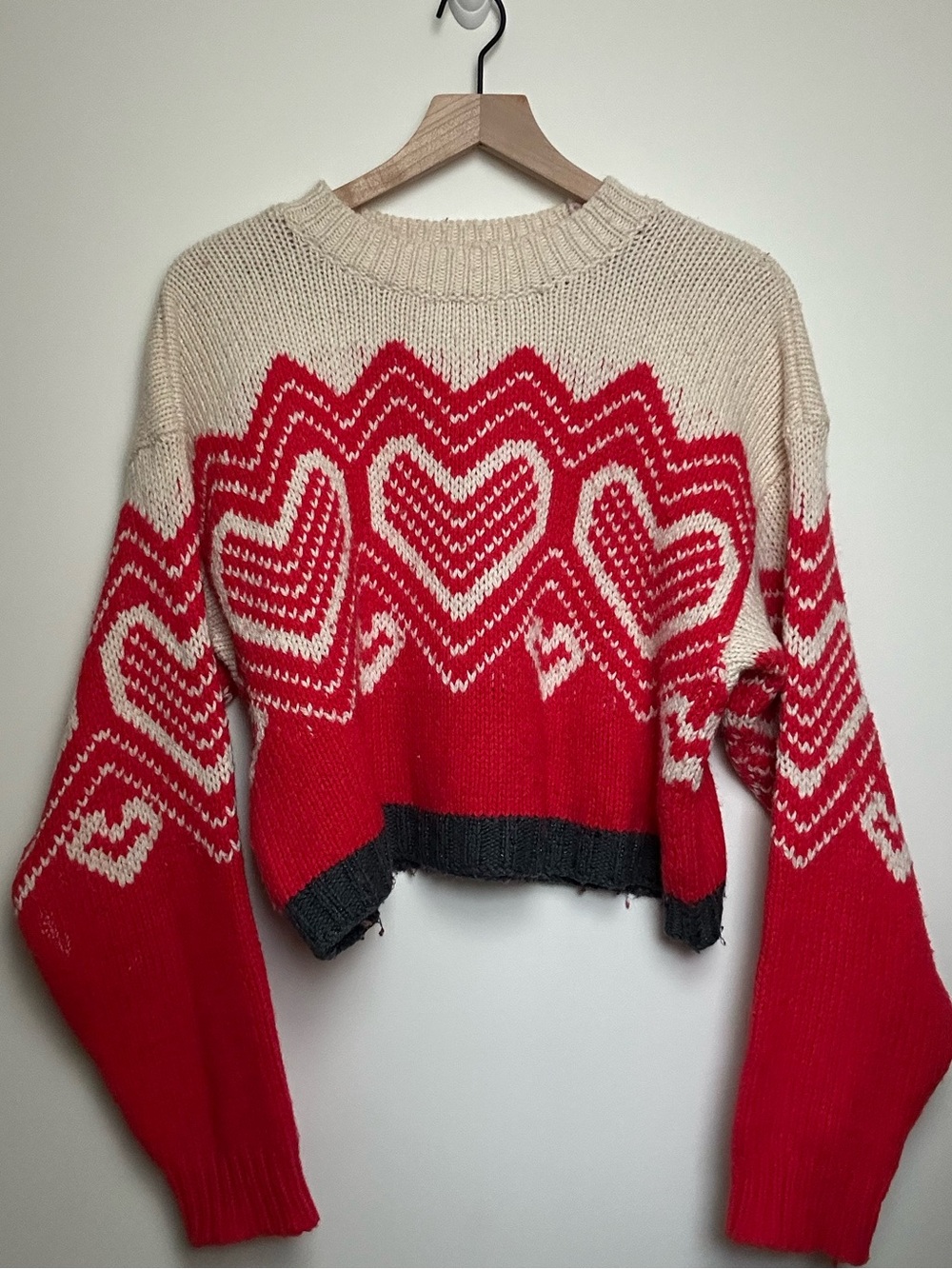 FREE PEOPLE Oversized Crewneck Knit Sweater Sz S